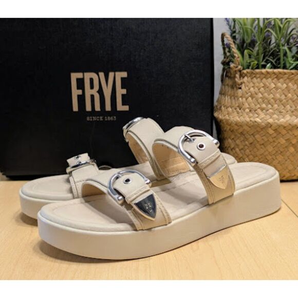 Frye Ivory Maya Buckle Leather Sandals Women's Size 8 NIB - Picture 4 of 13